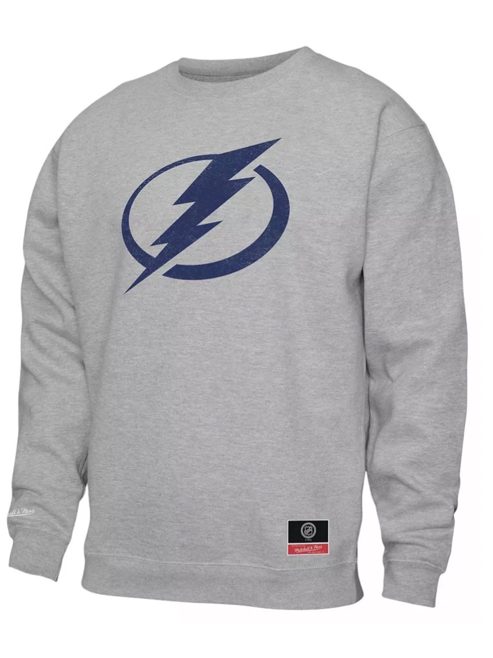 Mitchell & Ness NHL Gray TAMPA BAY LIGHTNING Crewneck w/ Lightning Graphic NWT